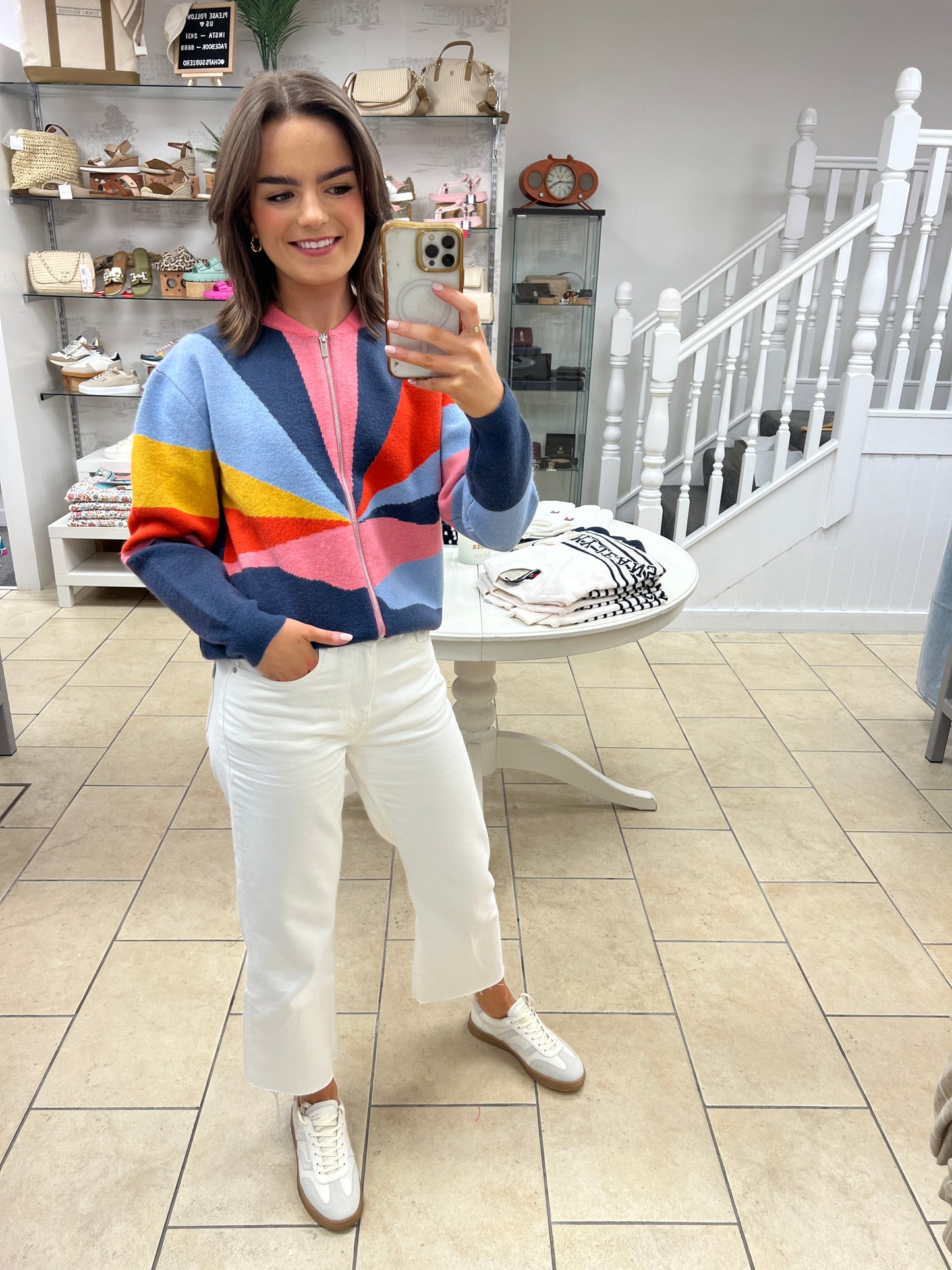 Solana Knitted Bomber - Multi, Sunrays