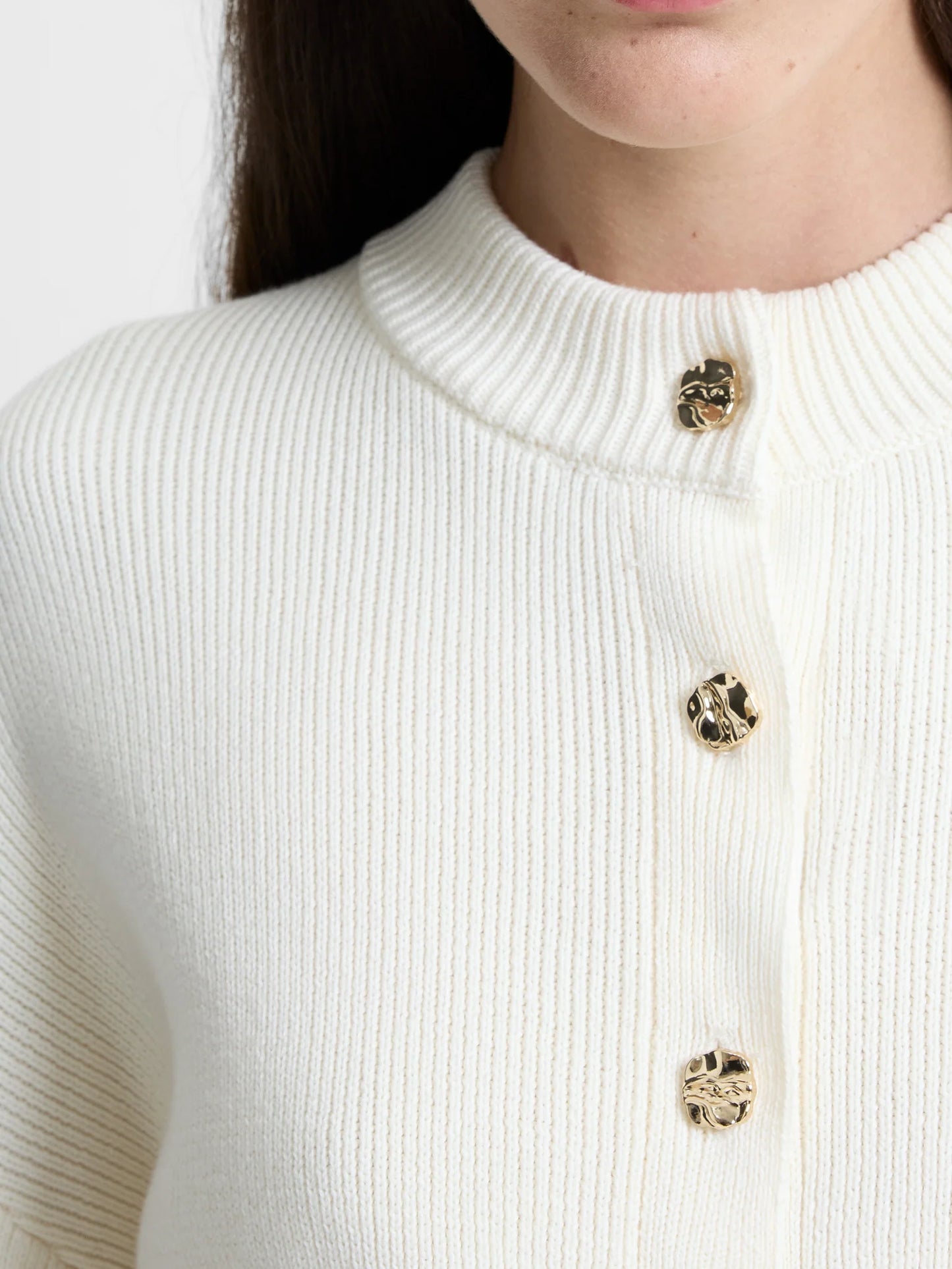 Milano Mozart Knit Button Down Cardigan - Porcelain Cream