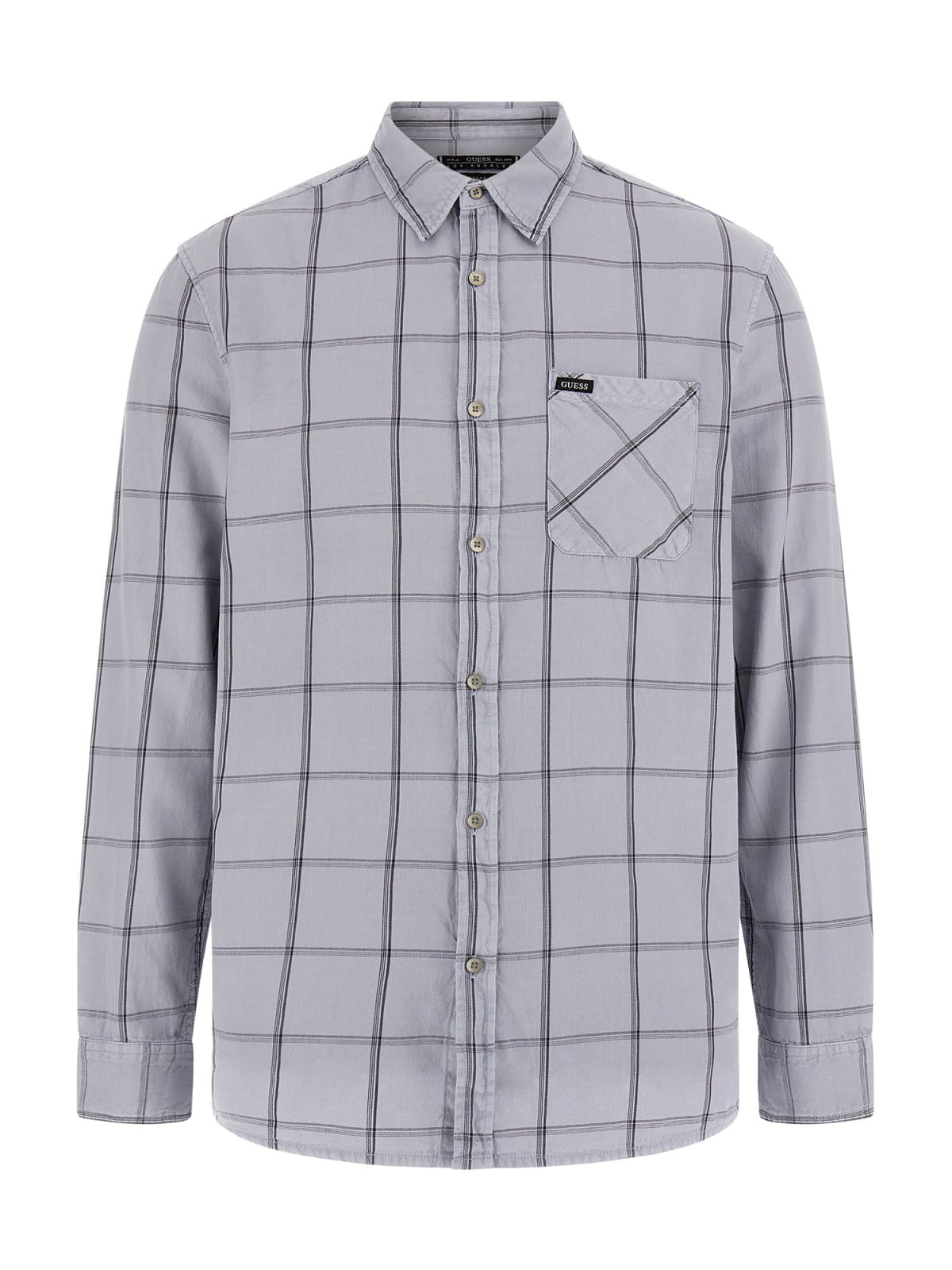 Regular Bleach Plaid Cotton Shirt - Grey
