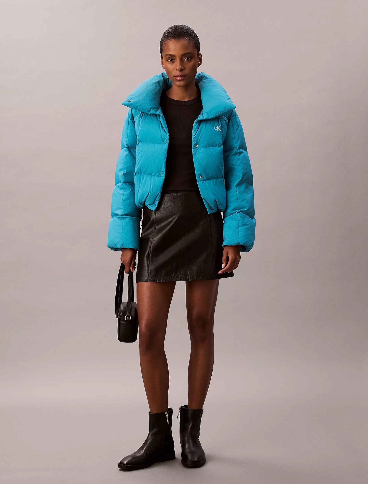 Short Down Puffer Jacket - Teal Slate