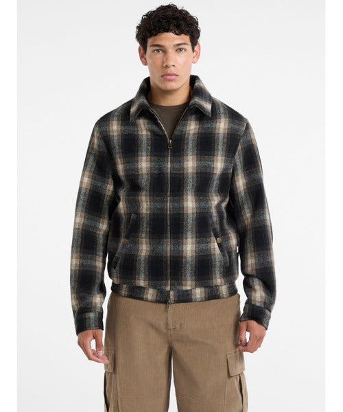 Plaid Wool Jacket - Caramel Mix