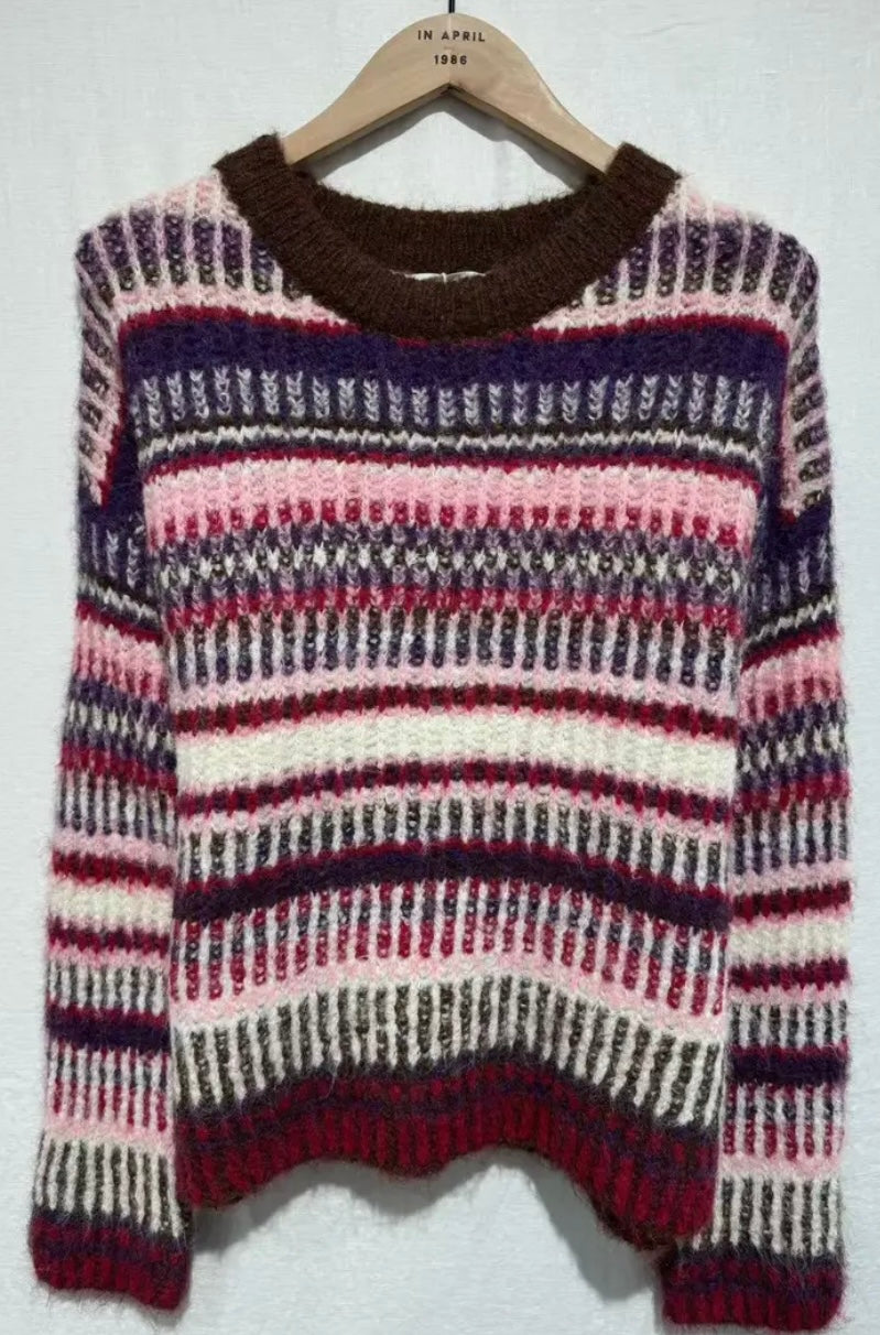 Rachel Retro Fluffy Mohair Jumper - Winter Berry