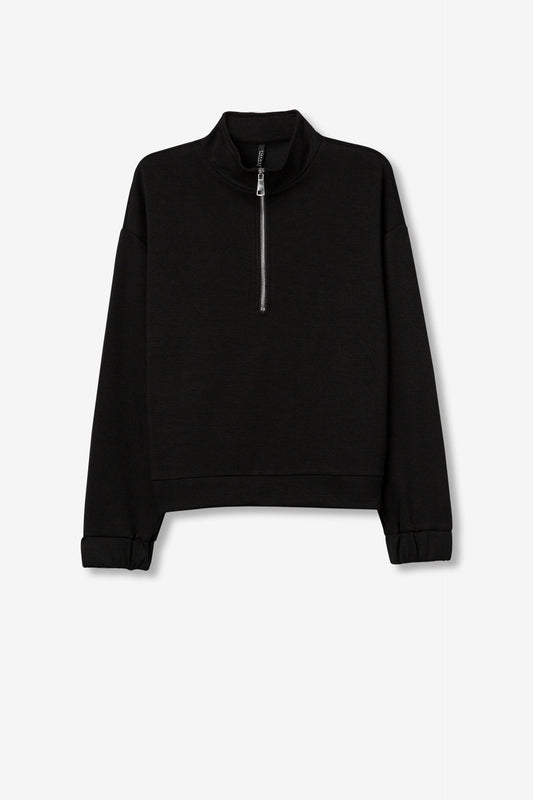 'Paloma' 1/2 Zip Sweatshirt - Black
