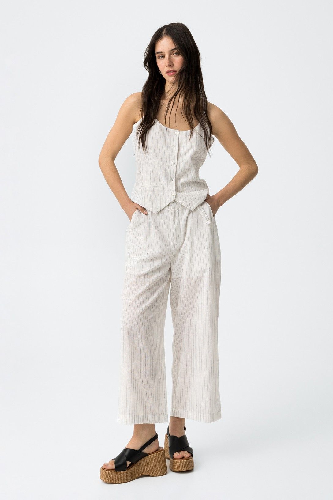 Tiffosi 'Genesis' Linen Mix Trouser - Star White