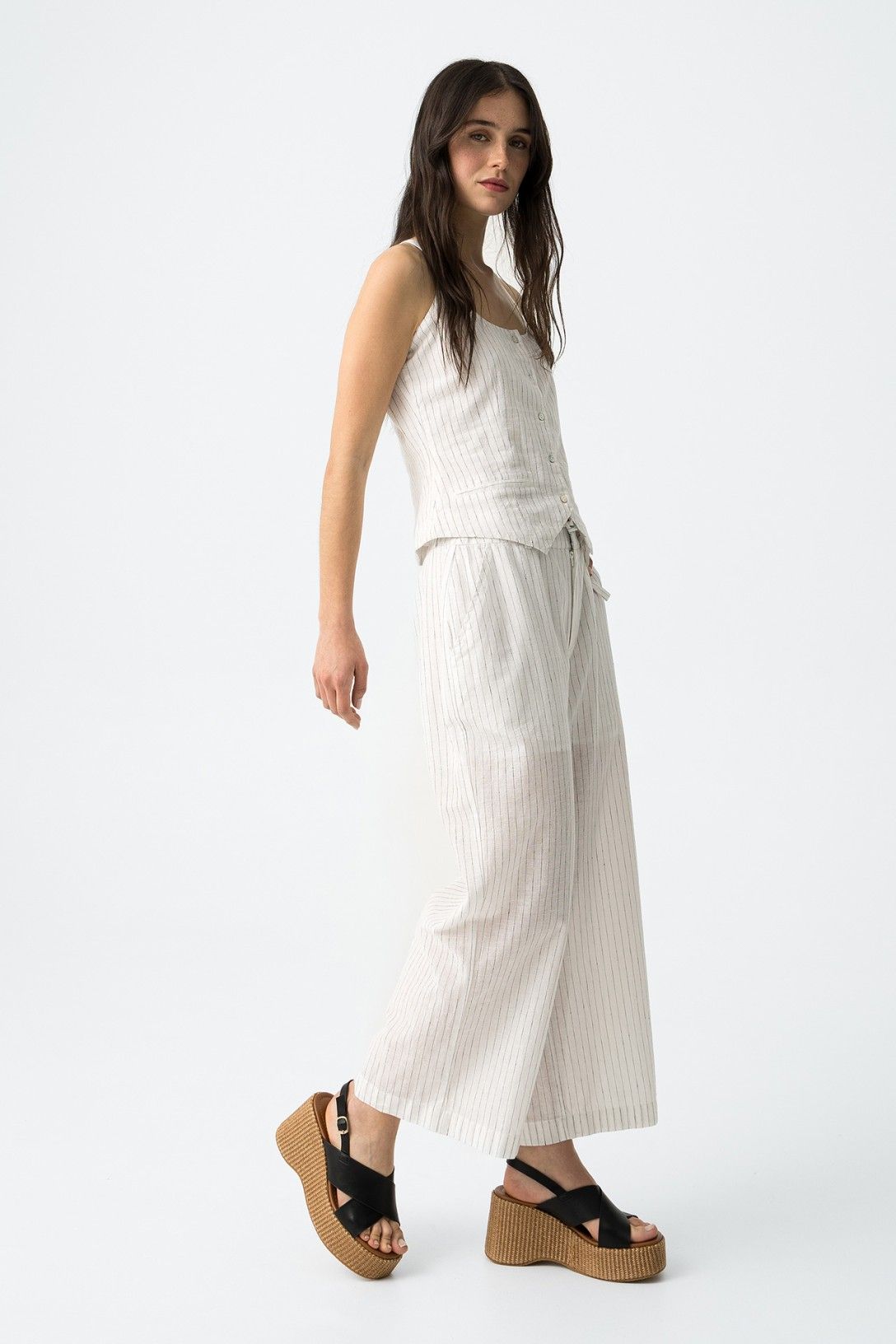 Tiffosi 'Genesis' Linen Mix Trouser - Star White