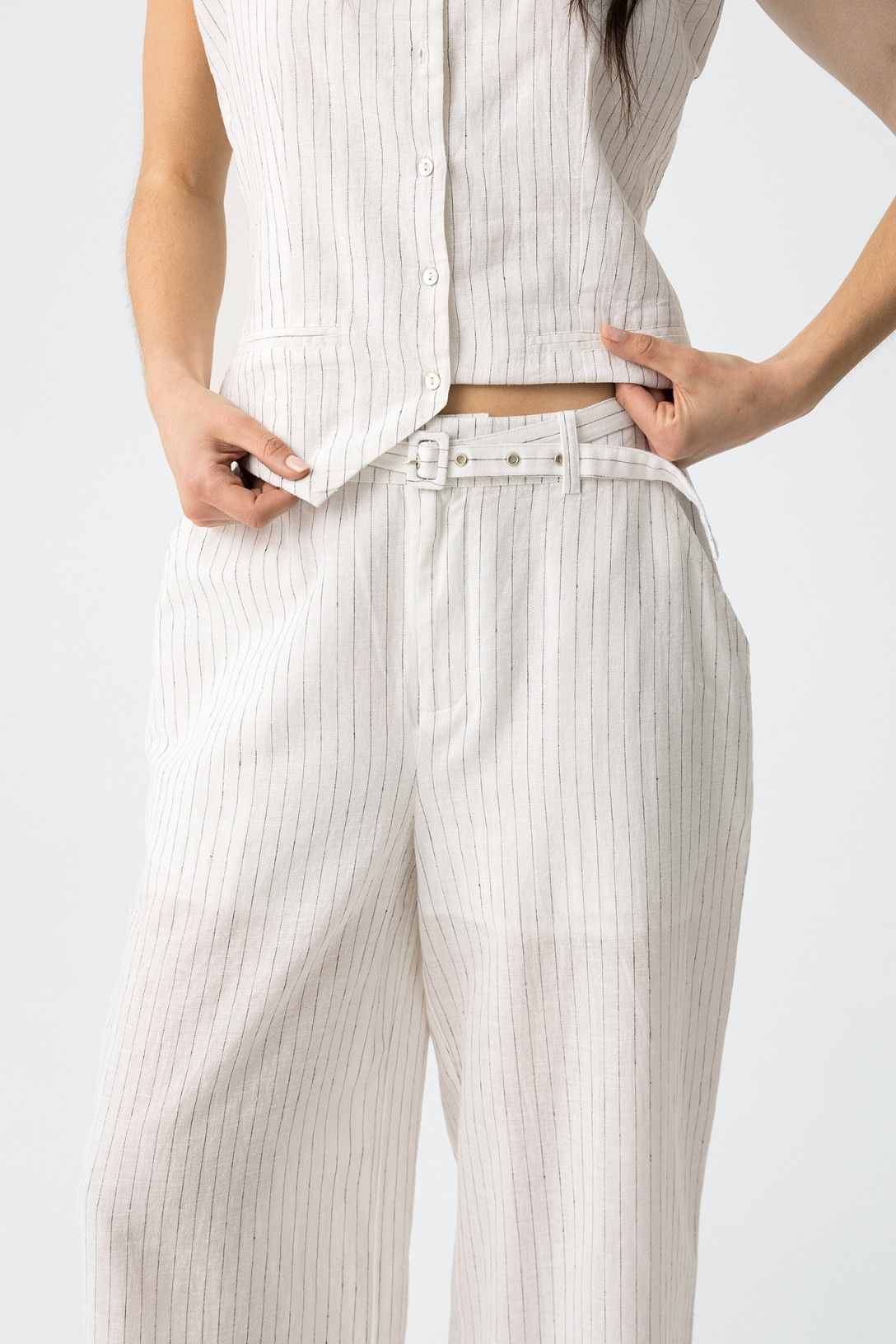 Tiffosi 'Genesis' Linen Mix Trouser - Star White