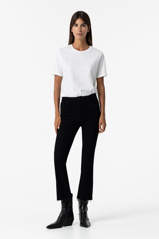 Megan Cropped Flare Jean - Black