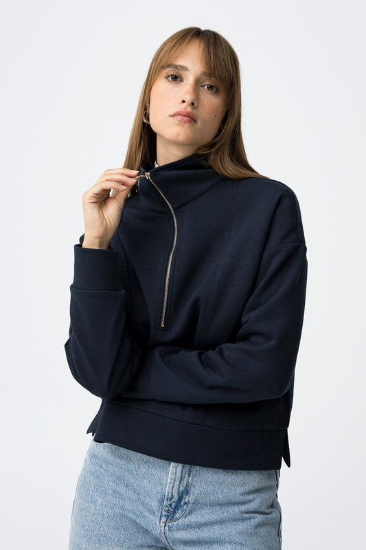 'Milano' 1/2 Zip Sweater - Lyons Blue