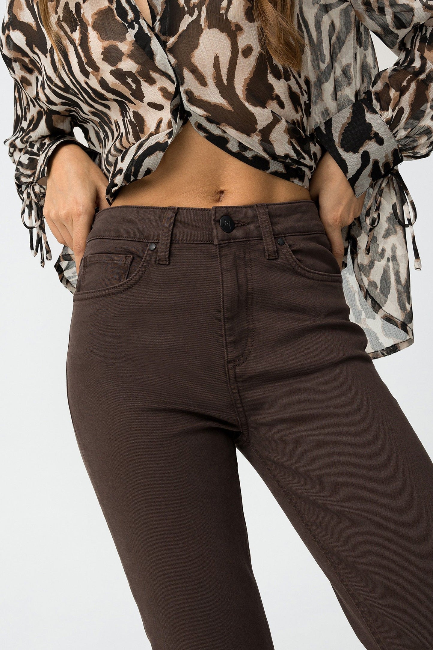 Megan Cropped Flare Jean - Chocolate Brown