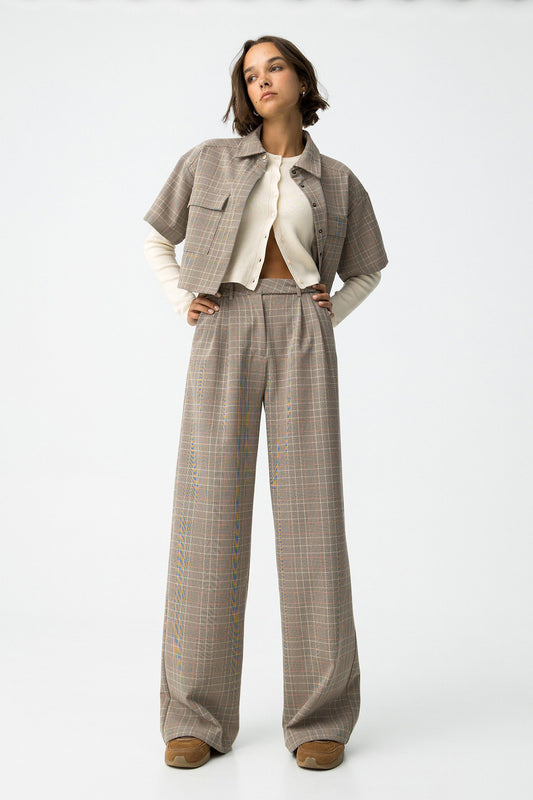 'Panny' Tailored Pleat Wide Leg Trouser - Rawhide