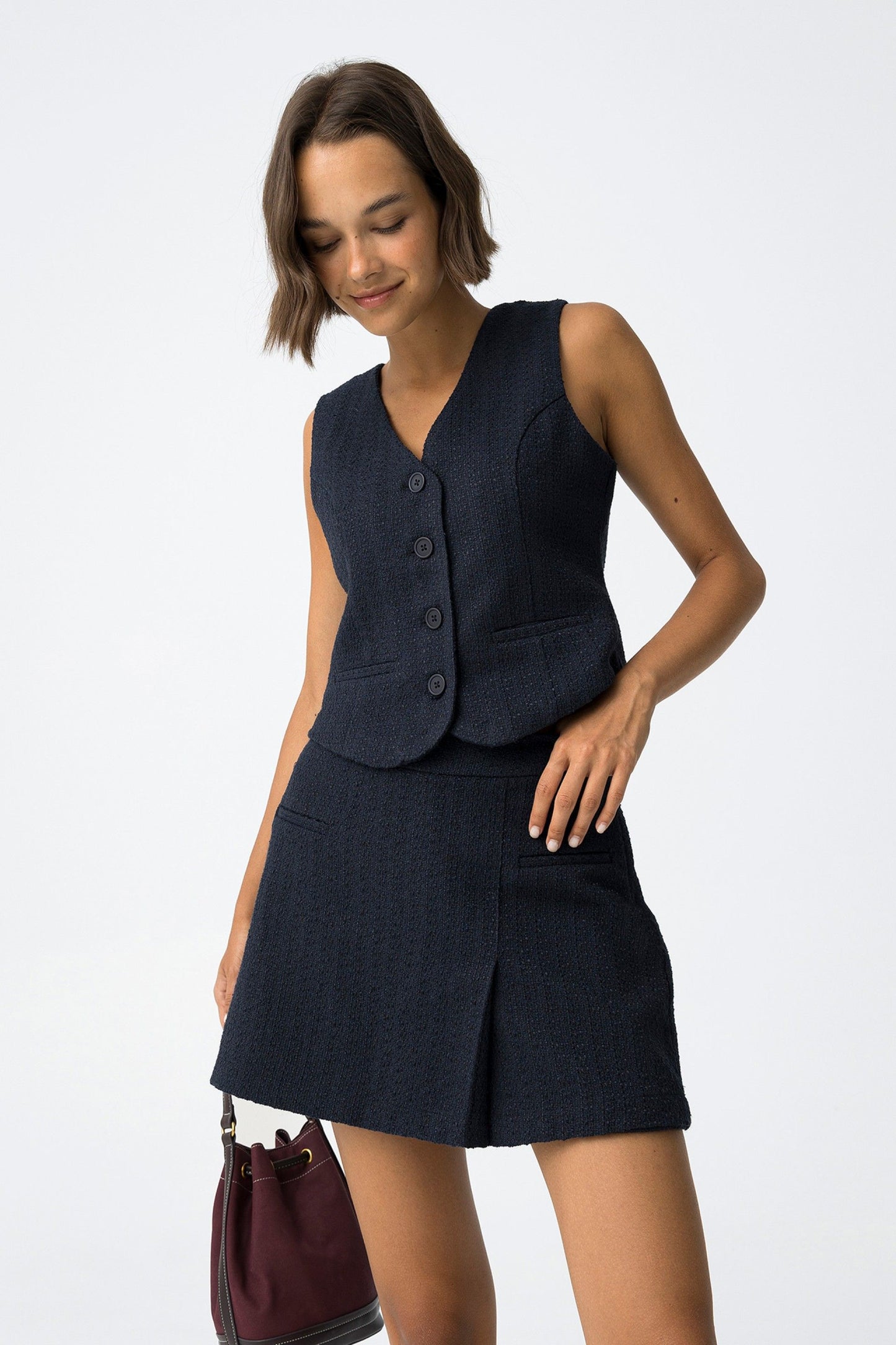 'Mana' Slim Fit Tweed Waistcoat - Lyons Blue