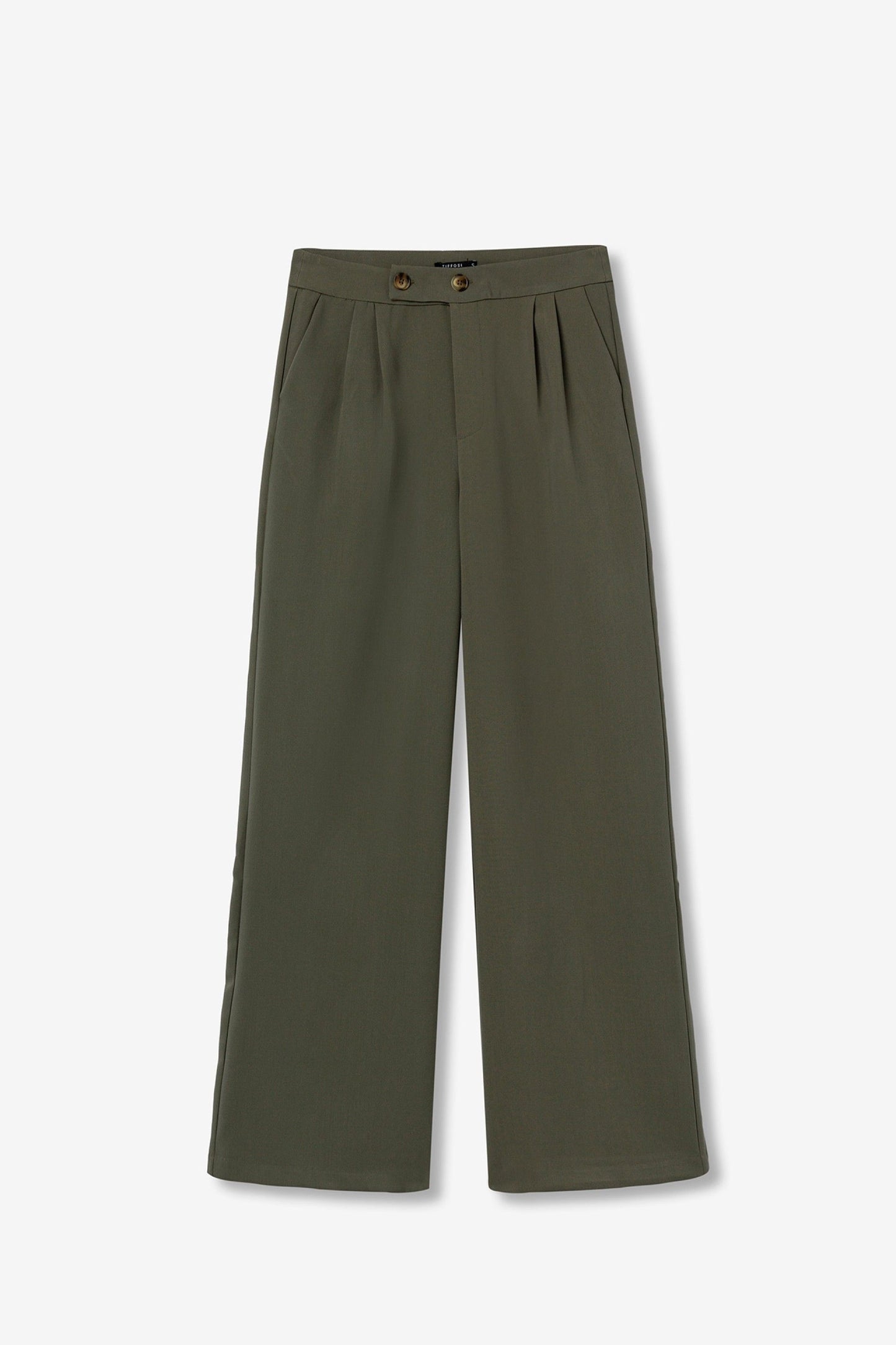 'Hank' Tailored Pleat Wide Leg Trouser - Patina Green