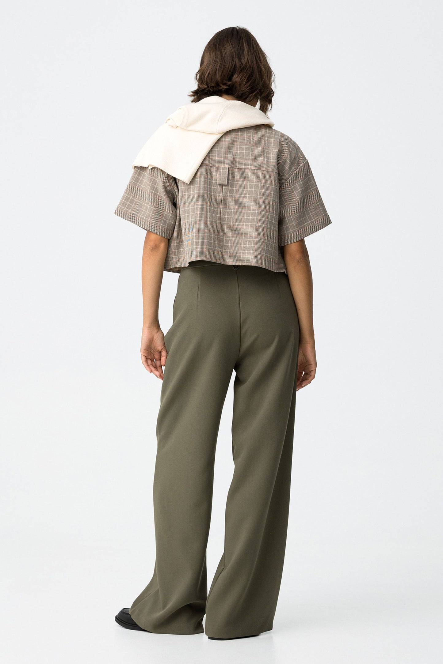 'Hank' Tailored Pleat Wide Leg Trouser - Patina Green