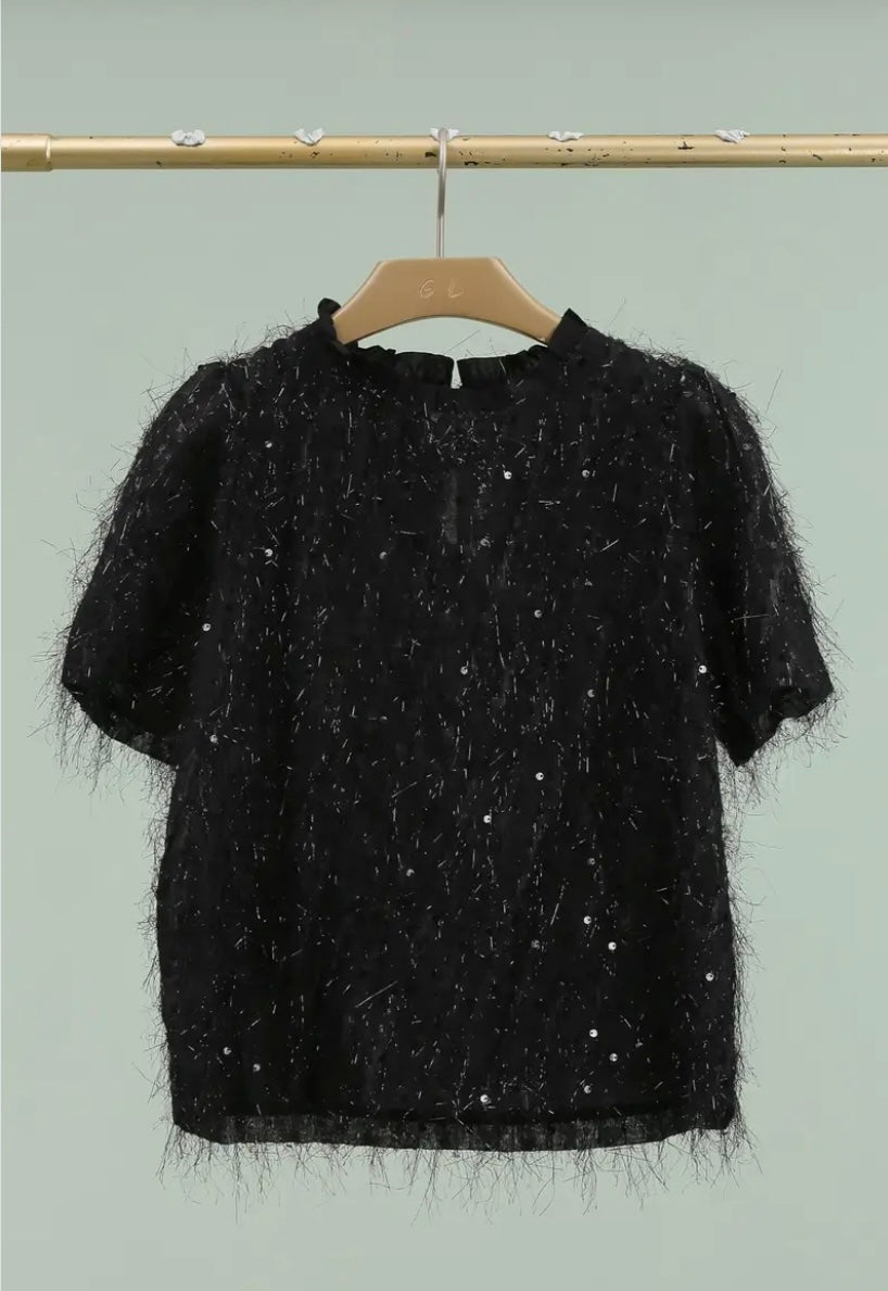 Hallie Sparkle Top - Black