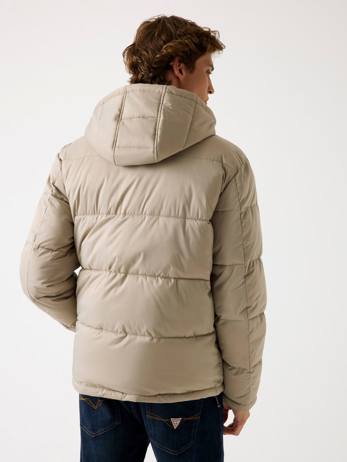 Stretch Nylon Puffer Jacket - Taupe