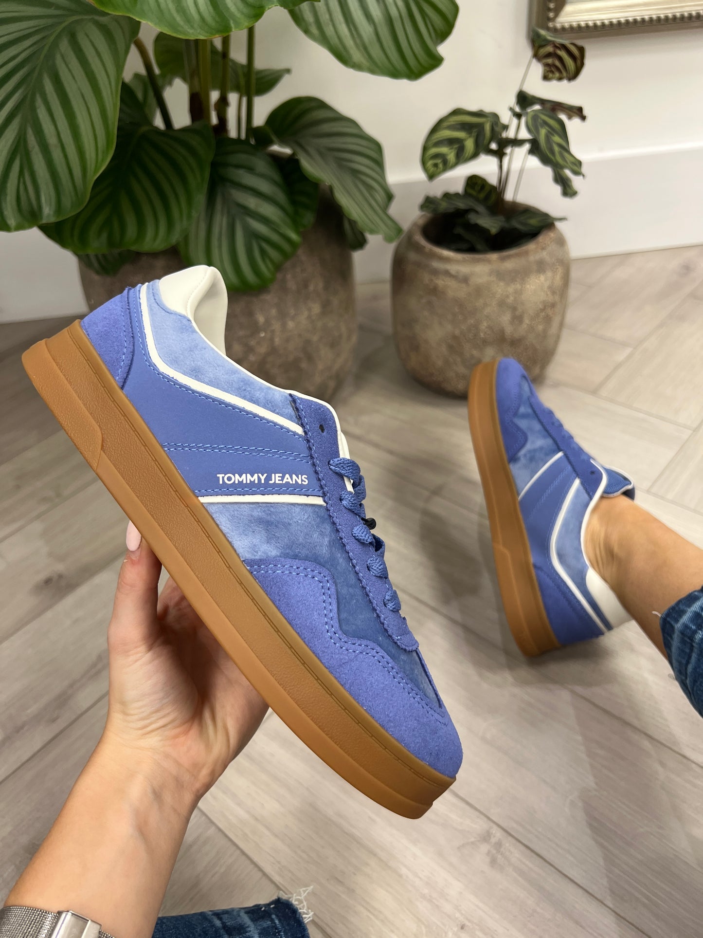 The Greenwich Suede Mixed Texture Trainers - Soft Sapphire