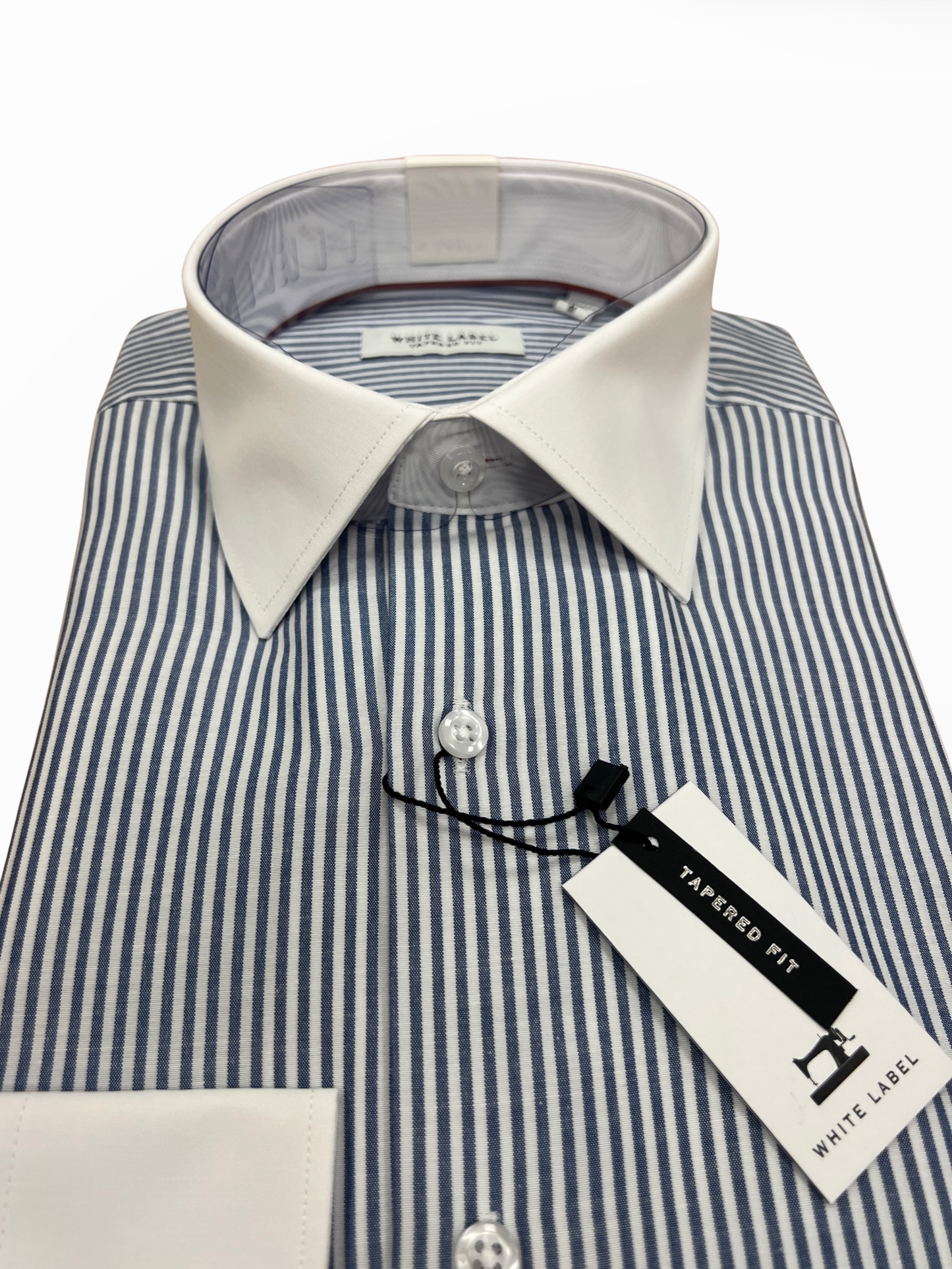 White Label - 82168 Pinstripe Shirt - White/Navy
