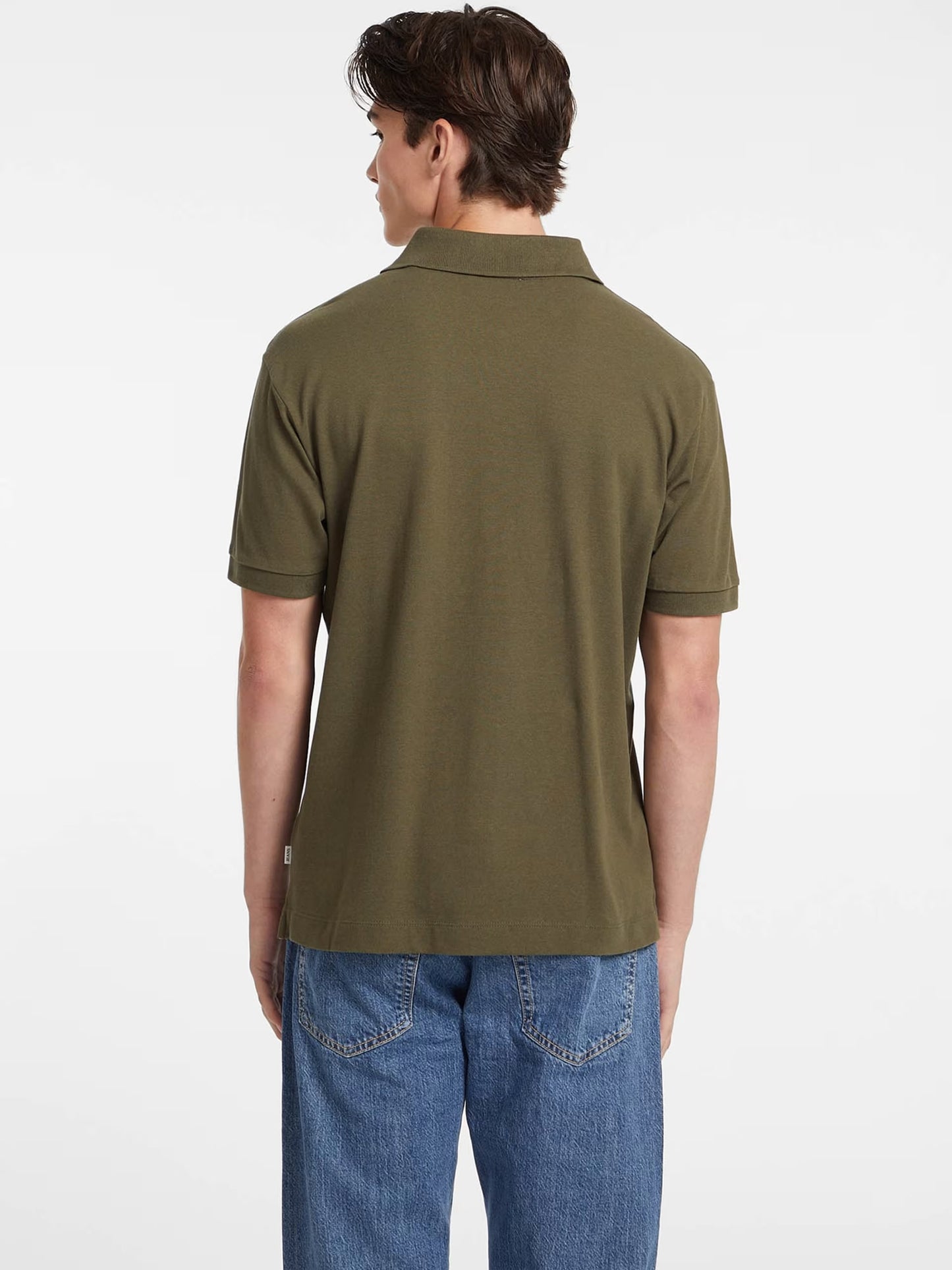 Short Sleeve Embroidered Logo Knit Polo Shirt - Olive Green