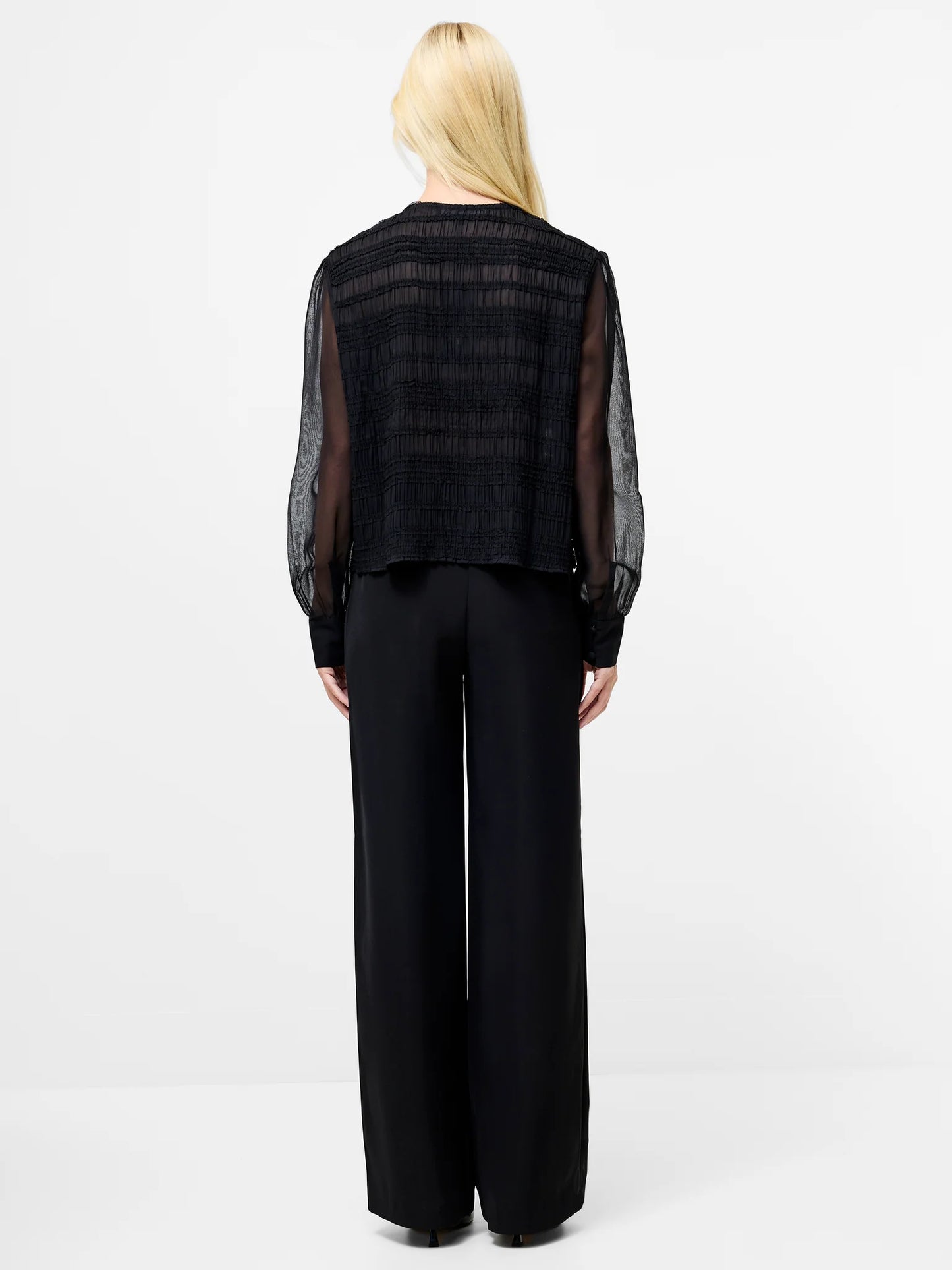Canary Pleated Long Sleeve Shirt - Black