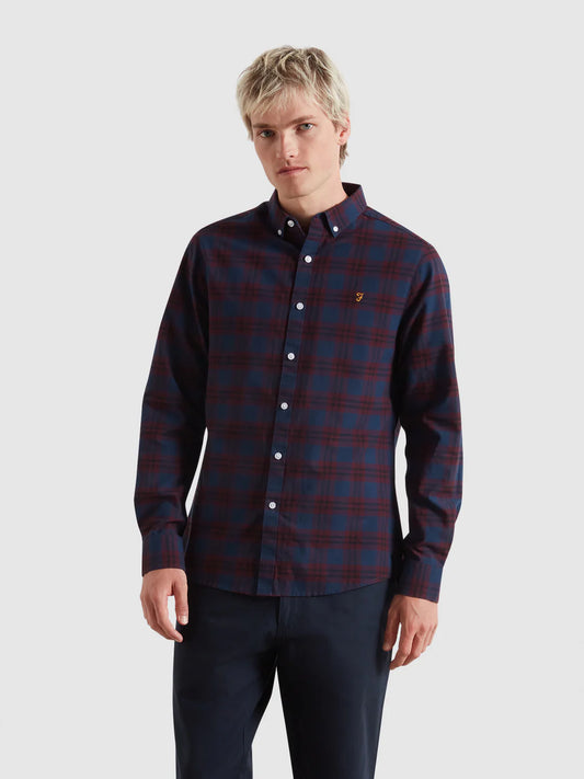Brewer Check Oxford Shirt In Bordeaux