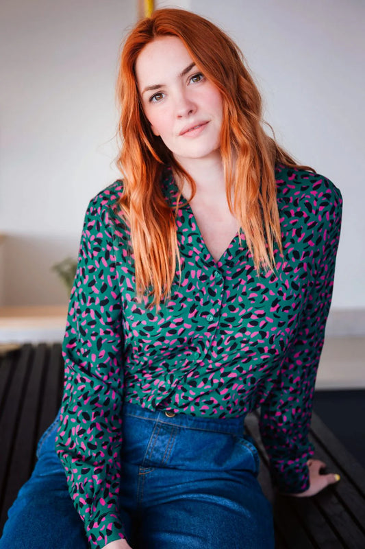 Micah Revere Shirt - Green, Layered Spot