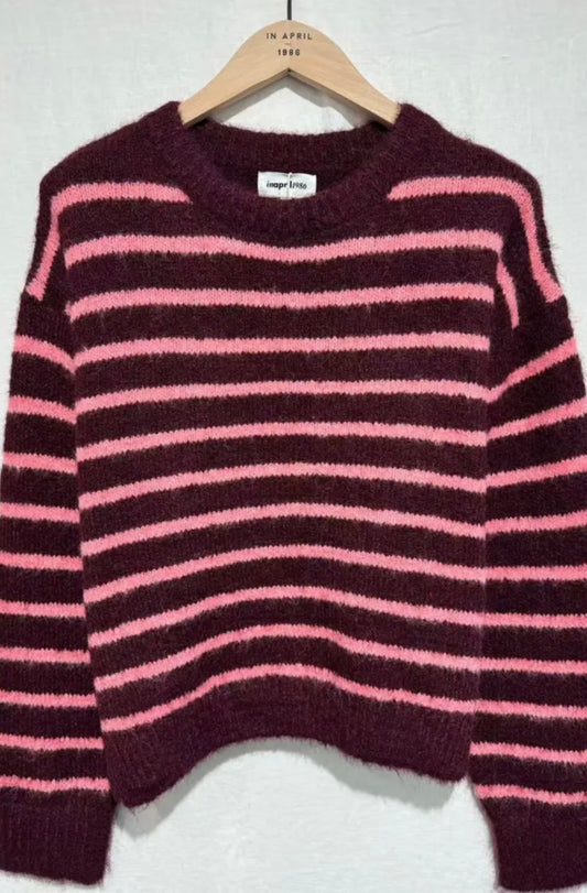 Amelia Wool Blend Sweater -  Burgundy/Pink