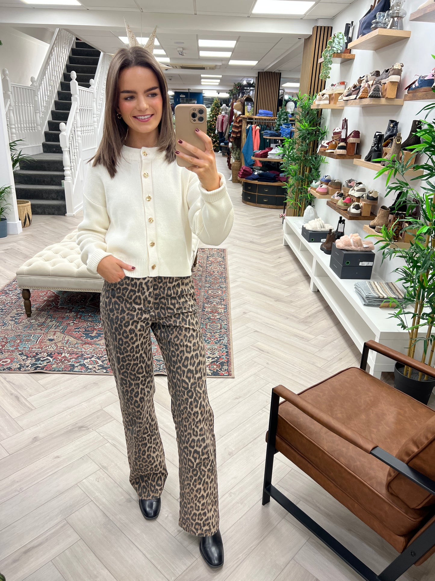 Barbara Straight Leg Jean - Leopard Print