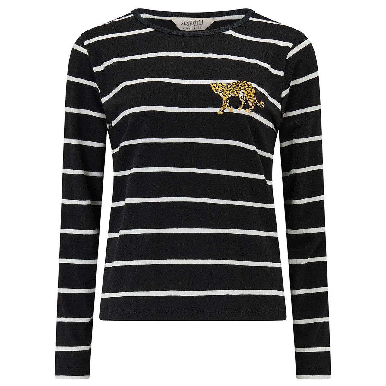 Josie Jersey Top - Black/White, Stripe Leopard