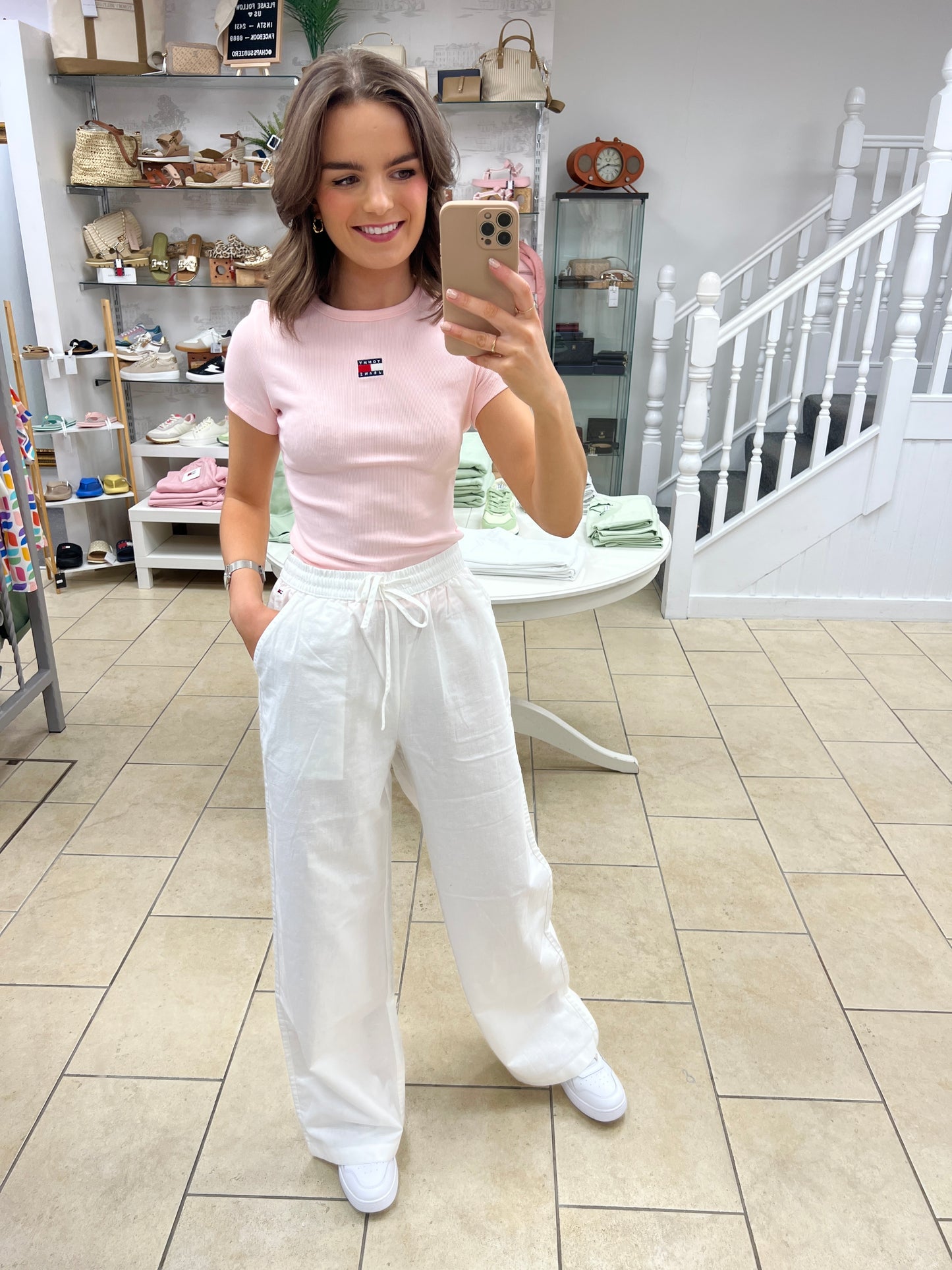 Wide Linen Pant - White