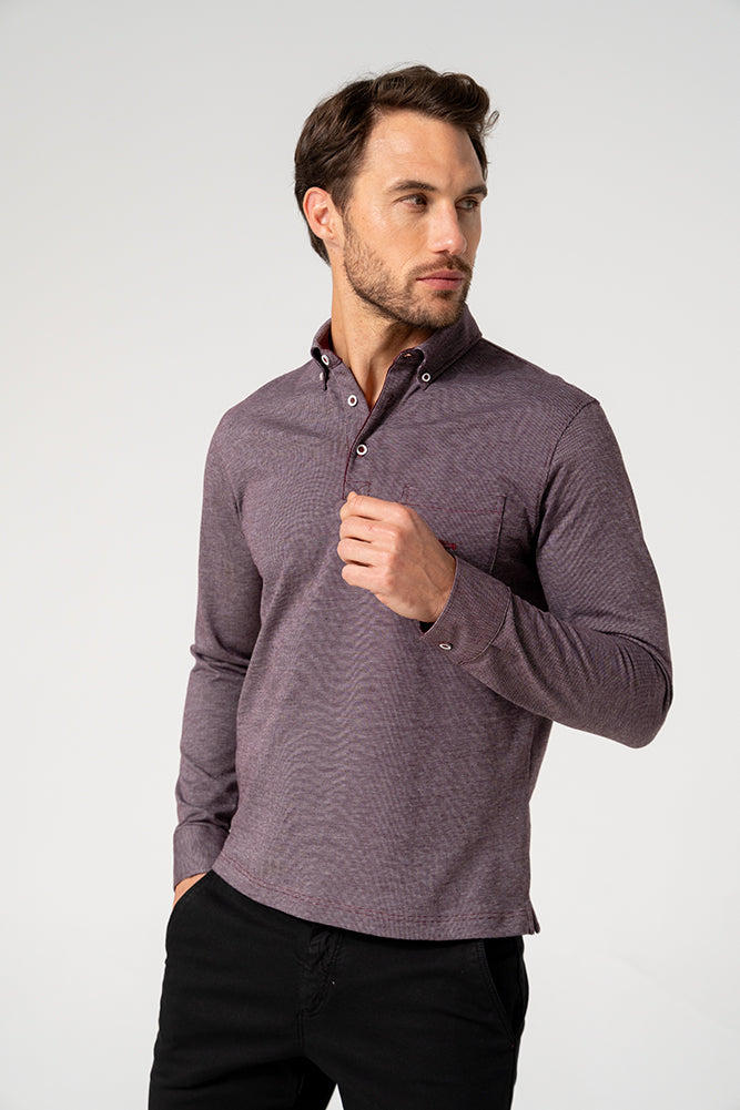 Dario Beltran LS Polo Shirt - Burgundy