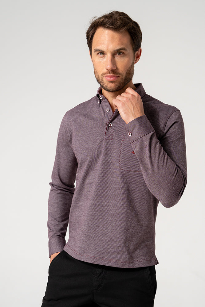Dario Beltran LS Polo Shirt - Burgundy