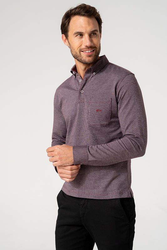 Dario Beltran LS Polo Shirt - Burgundy