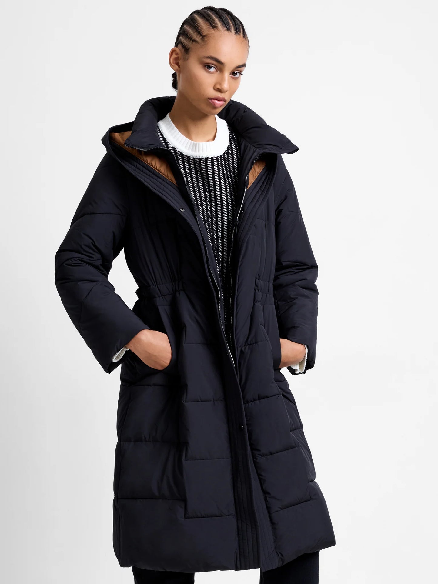 Minnie Belted Long Sleeve Coat - Black