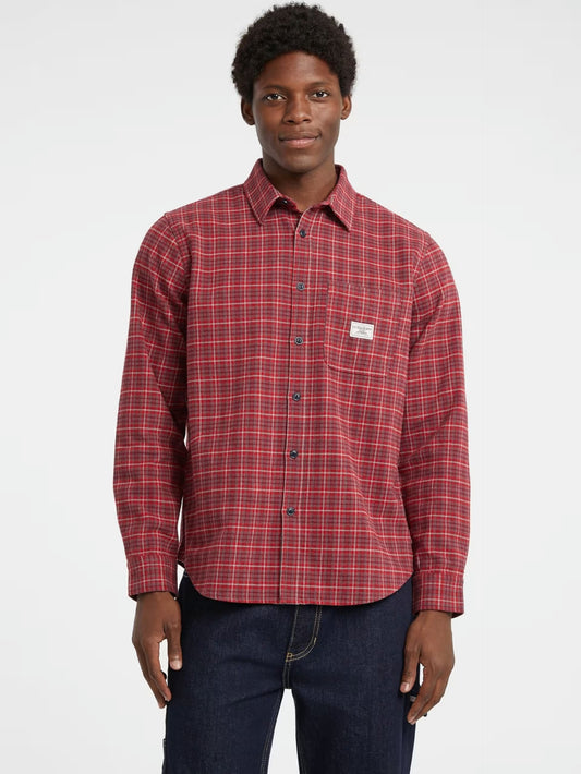 Cotton Plaid Pocket Shirt - Bordeaux Multi
