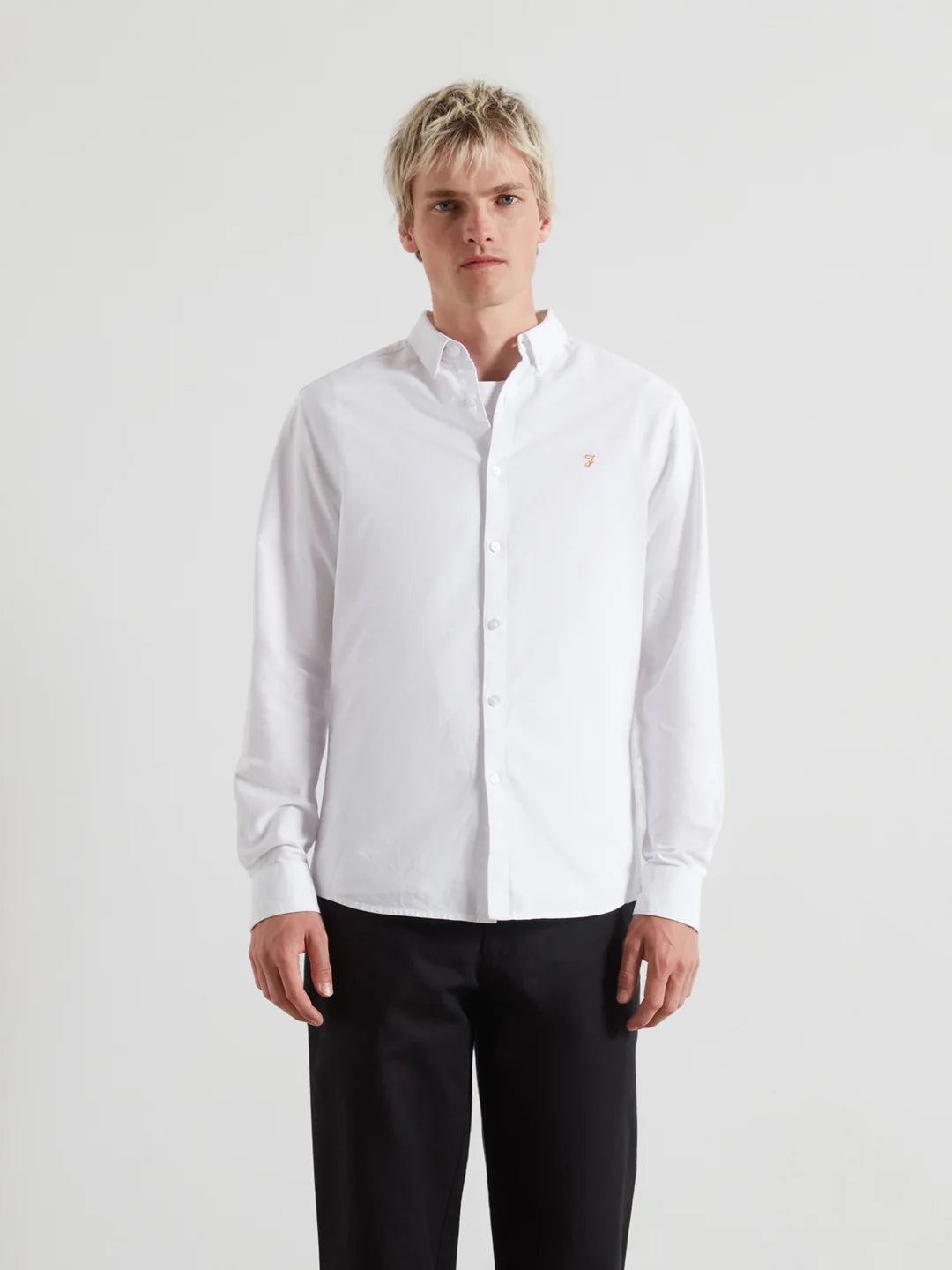 Brewer Slim Fit Organic Cotton Oxford Shirt In White