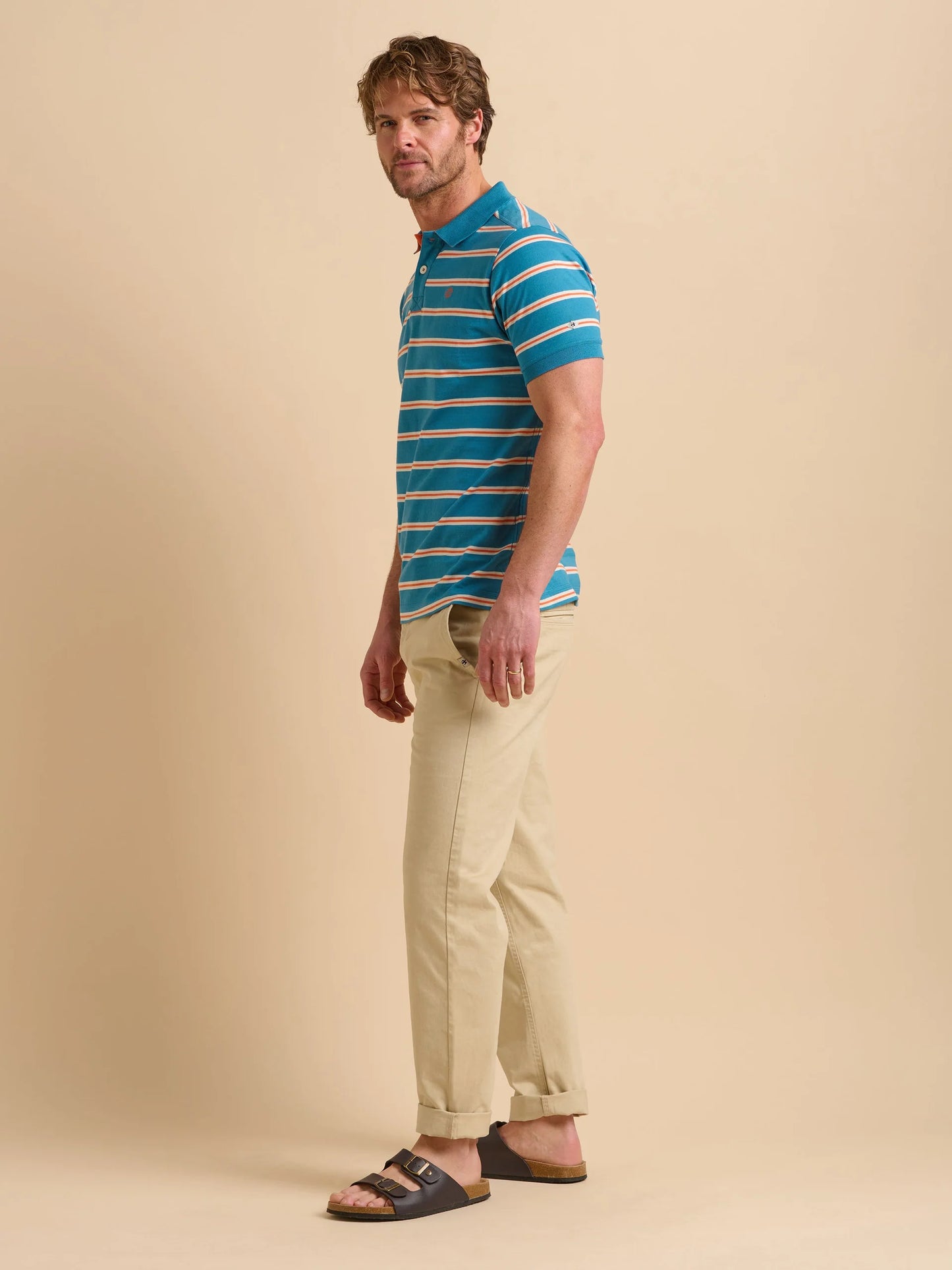Blue Orange Stripe Polo