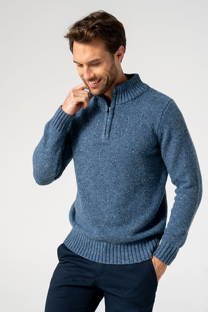 Blue Knit Half Zip