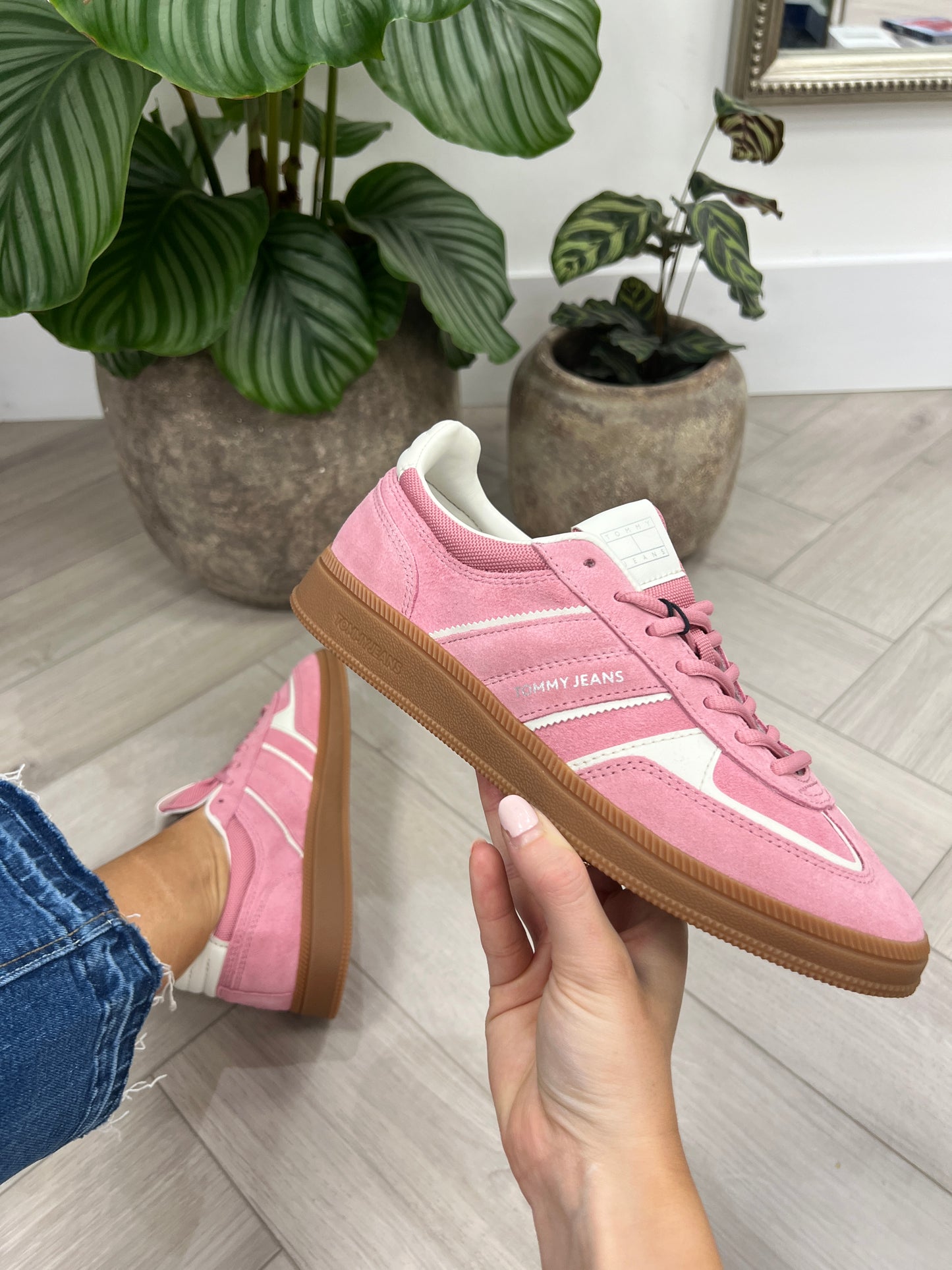 TJW The Greenwhich Suede Mixed Texture Trainers - Mystic Pink
