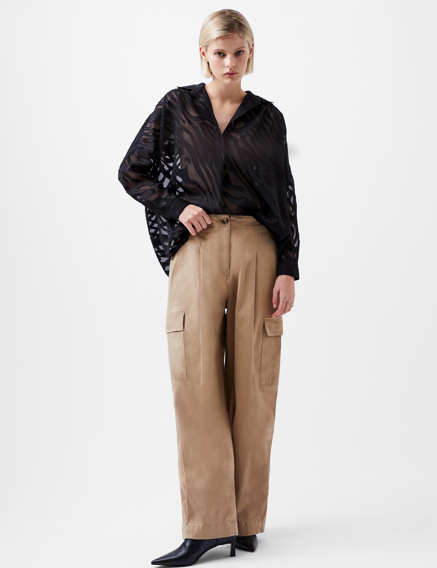 Zebra Devore Popover Shirt - Black