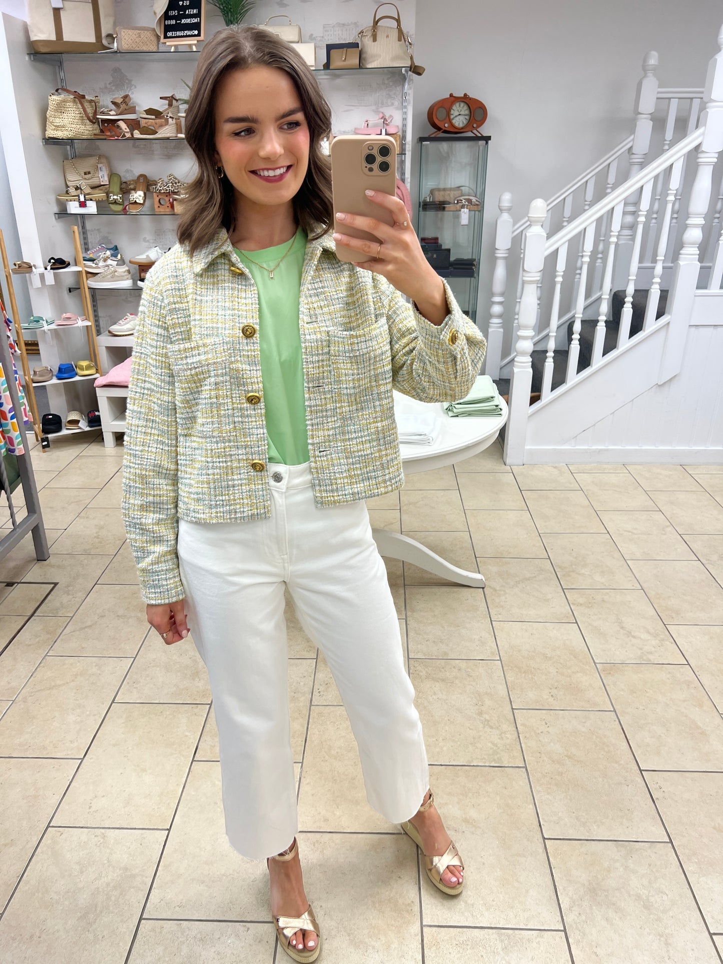 EsQualo - Tweed Fancy Button Jacket - Multi Colour