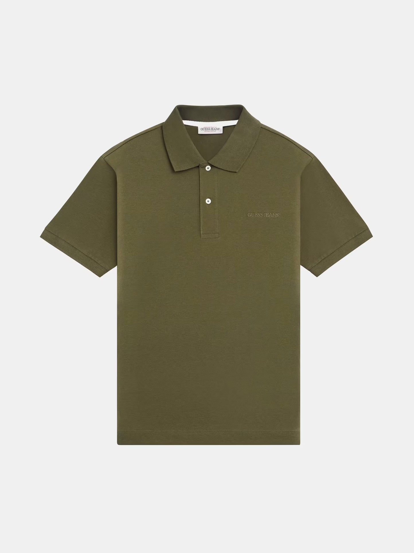 Short Sleeve Embroidered Logo Knit Polo Shirt - Olive Green