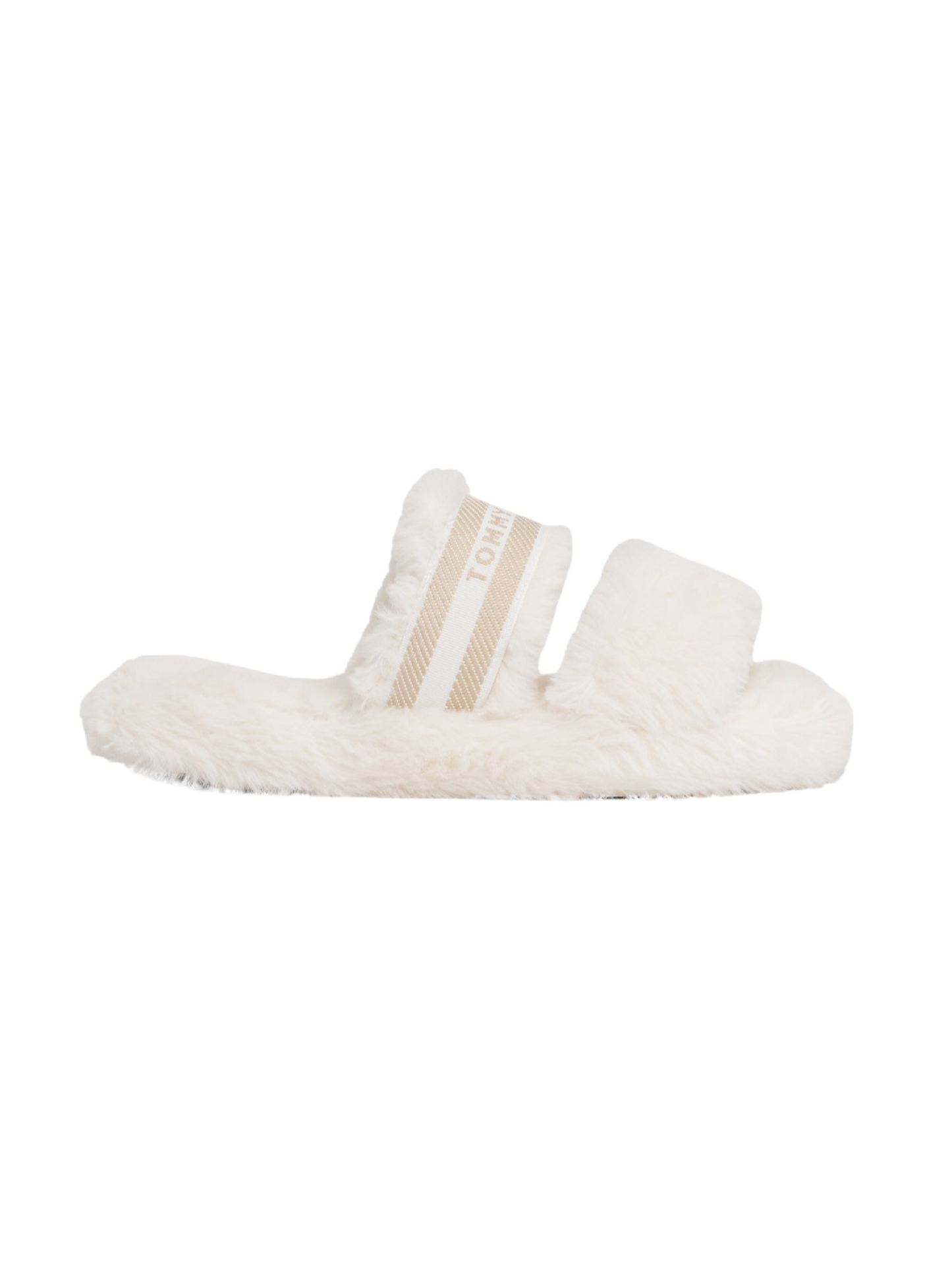 Cosy Fur Hilfiger Tape Slipper - Ancient White