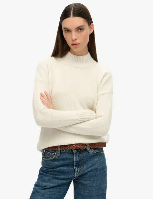 Essential Mock Neck Jumper - Bright Cream