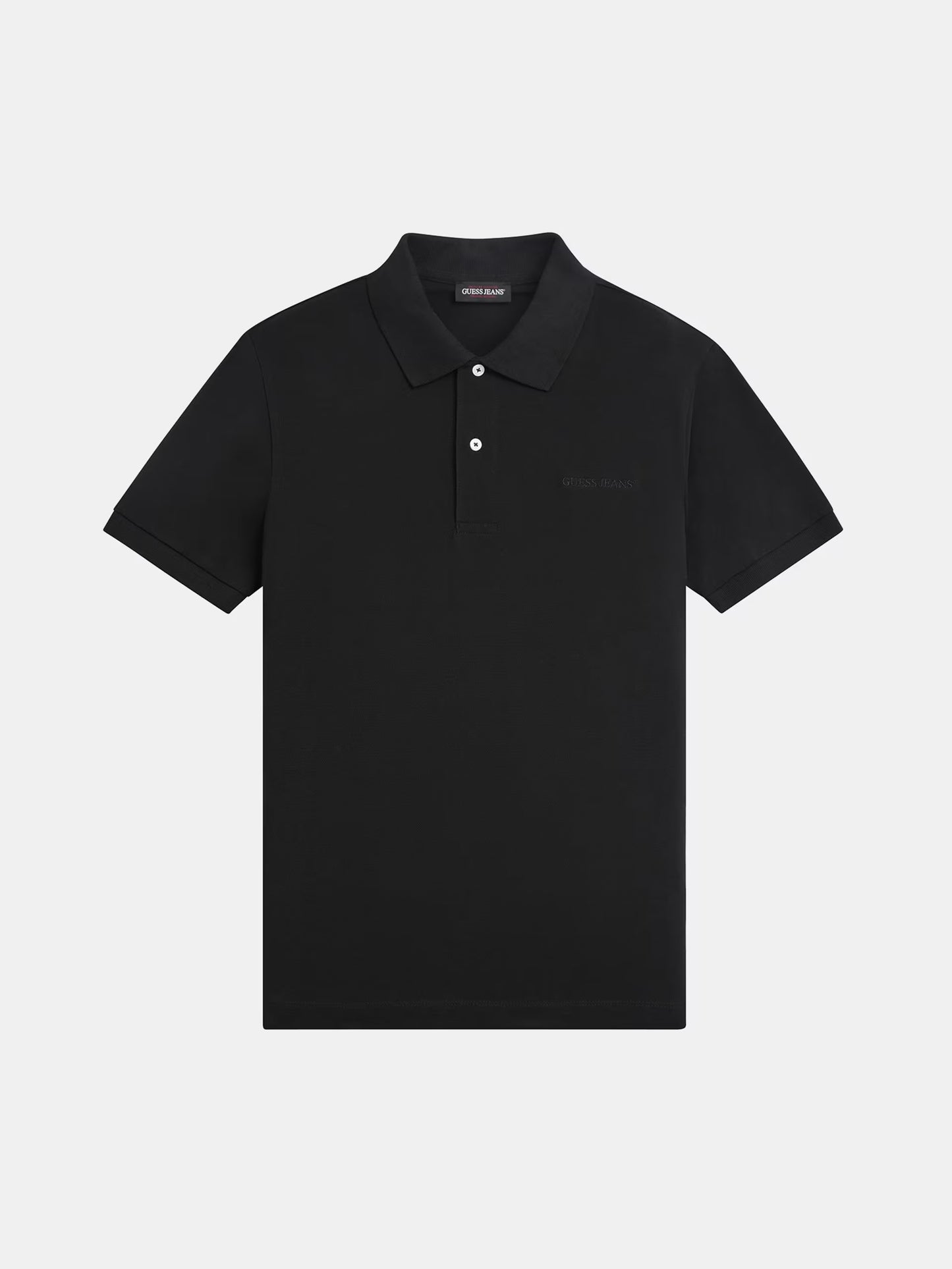 Short Sleeve Embroidered Logo Knit Polo Shirt - Black
