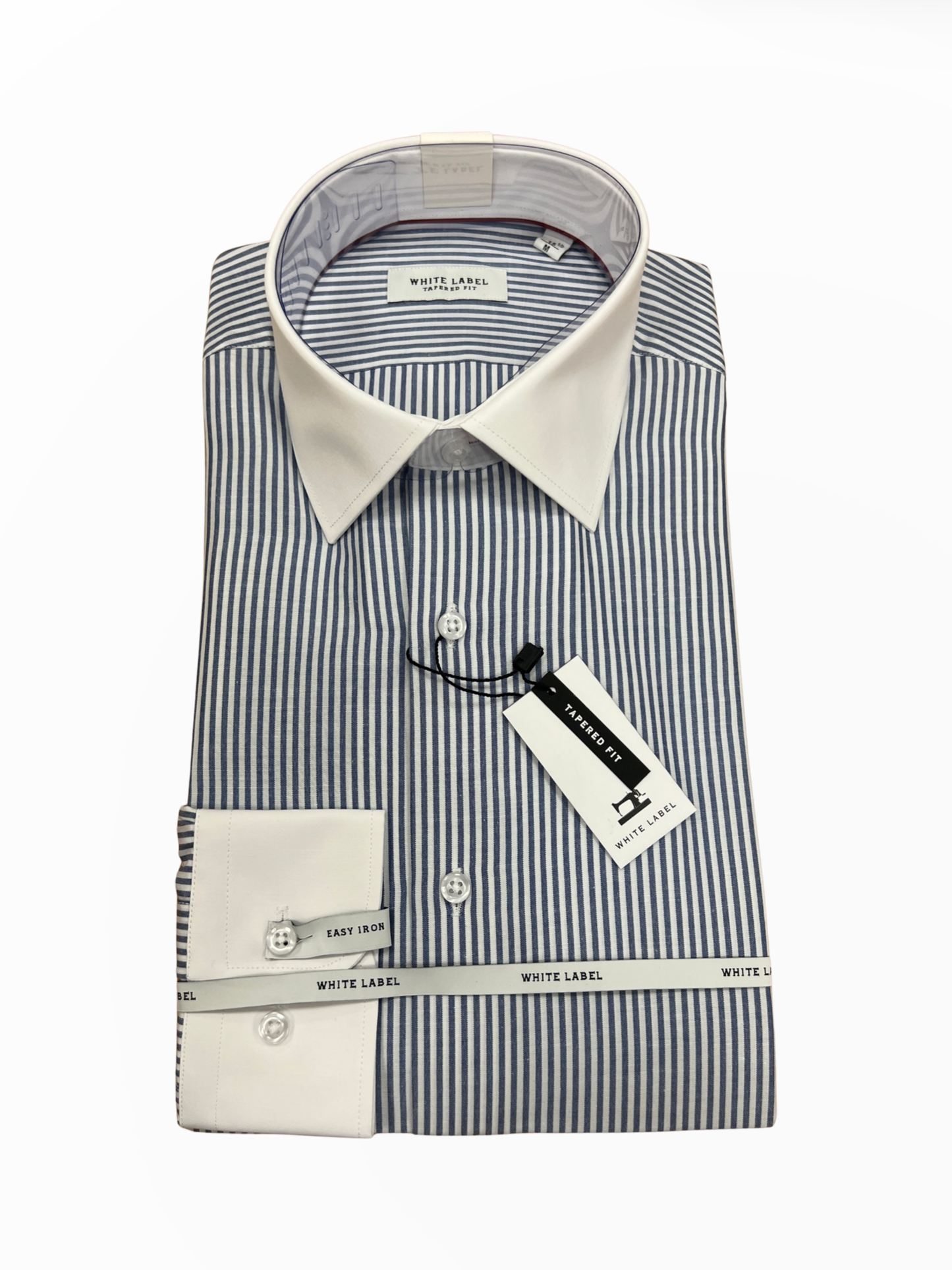 White Label - 82168 Pinstripe Shirt - White/Navy