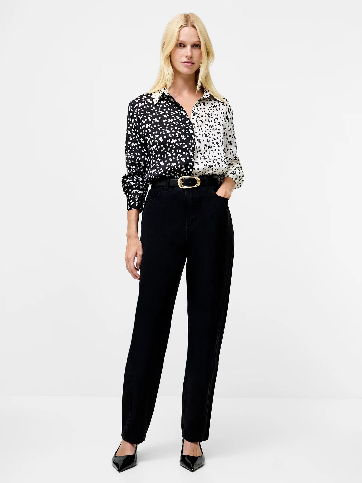 Harriet Mix Delancey Shirt - Blackout/Porcelain