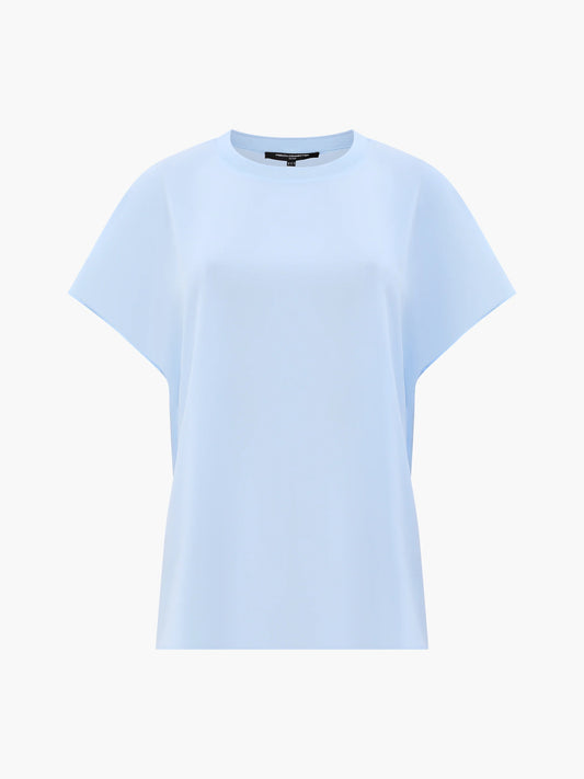 Crepe Light Crew Neck Top - Arctic Blue
