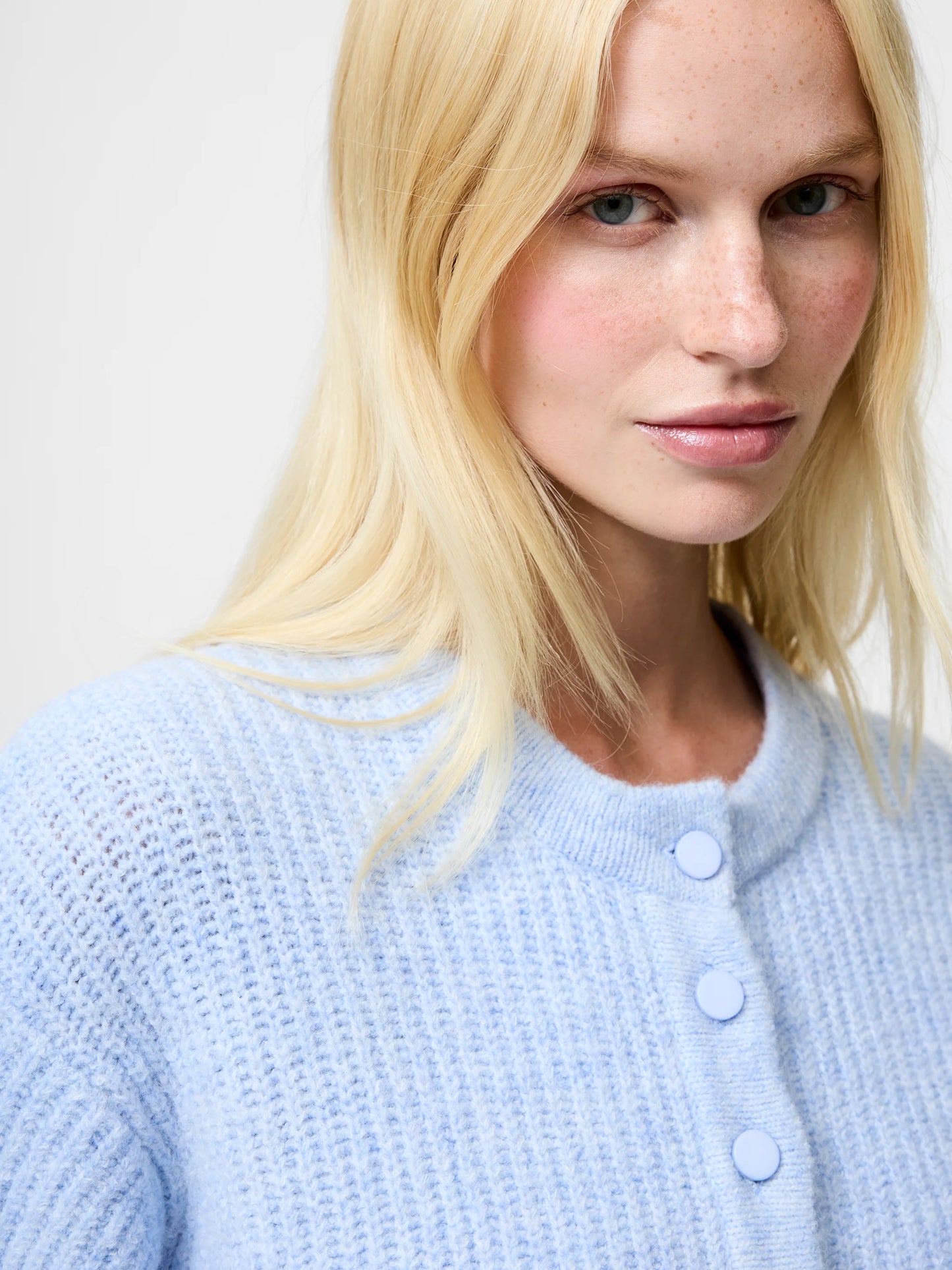 Kezia Recycled Knit Long Sleeve Cardigan - Arctic Blue