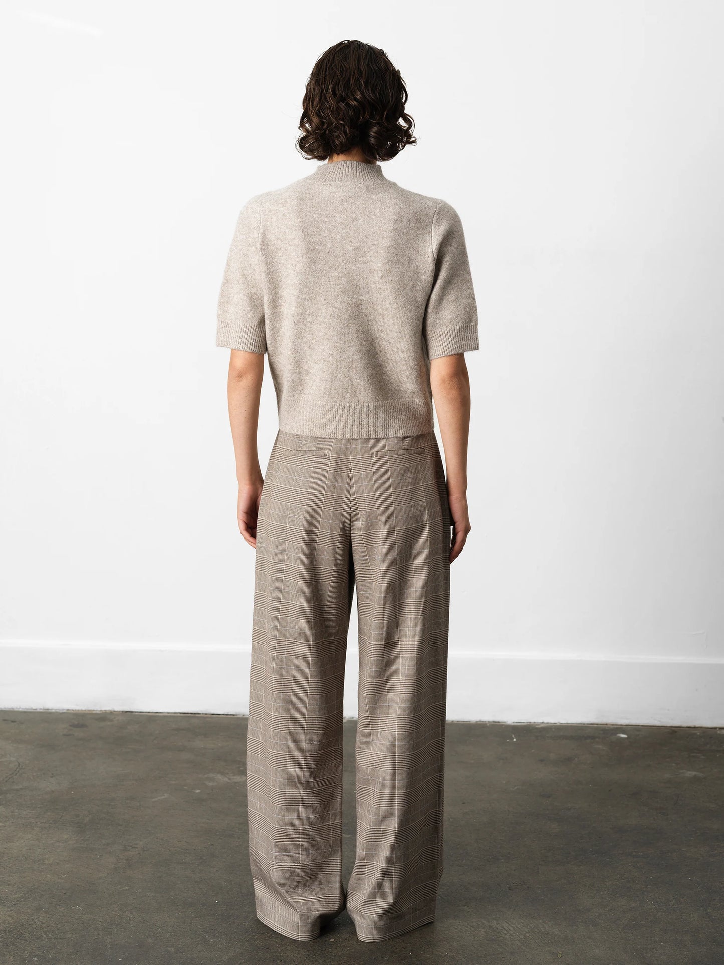 Kezia Recycled Short Sleeve Mock Neck Jumper - Almond