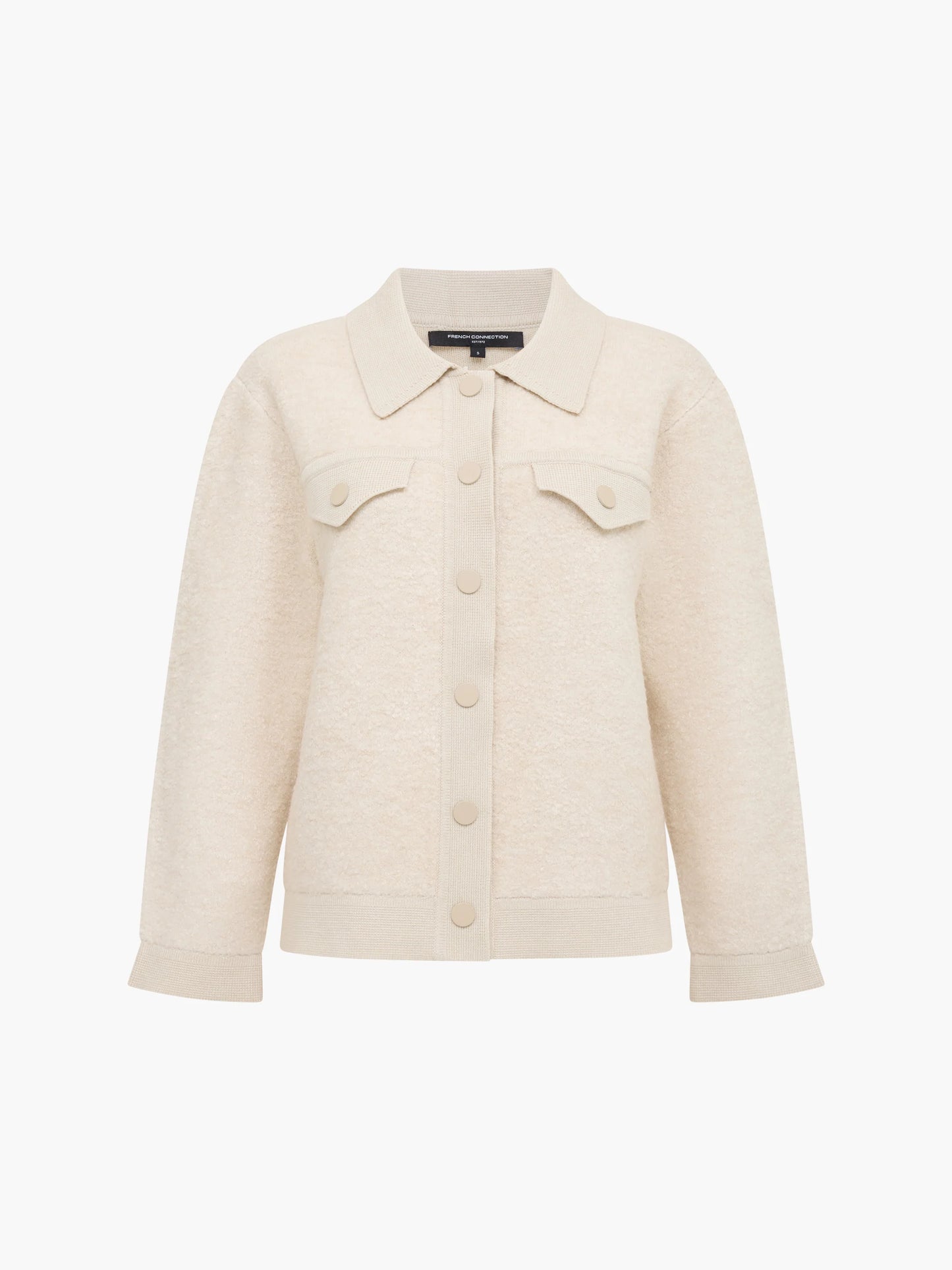 Ramira Long Sleeve Boucle Knit Jacket - Porcelain